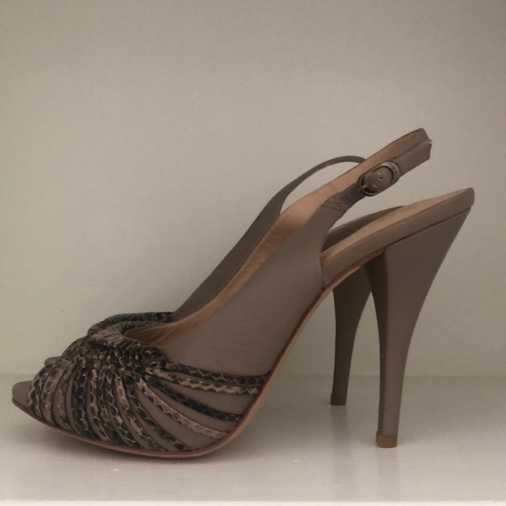 Joan and David NW Snakeskin/Leather sling backs